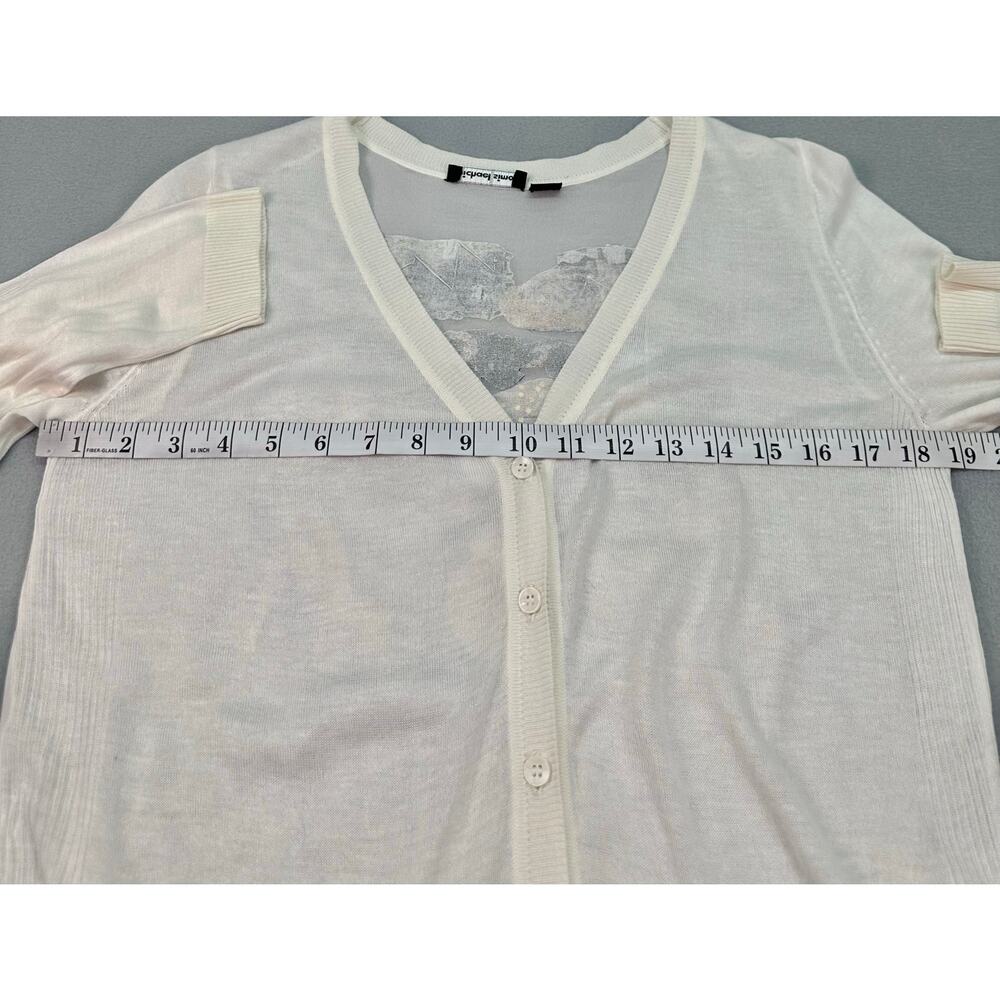 Vintage Michael Simon Sheer White Sequin Novelty Cardigan Fashion Motif Size M - Picture 7 of 11